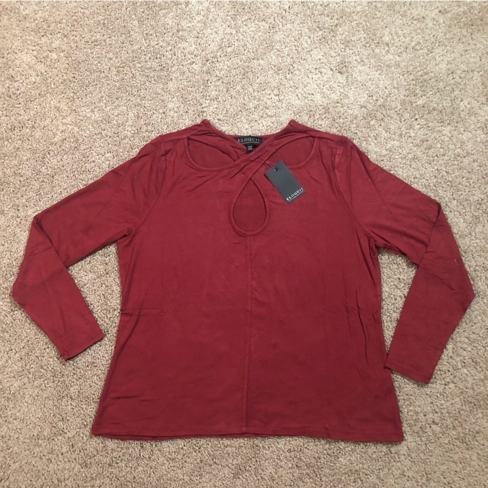 Eloquii Crossover Cutout Neckline Top in Burnt Russet Red 18/20 - Picture 4 of 9
